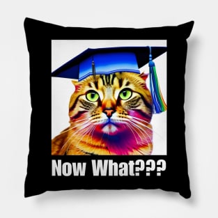 Now What? Clueless Cat - Graduation Design Pillow