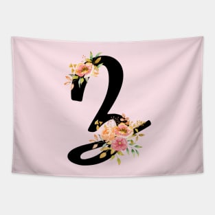 Letter Z With Watercolor Floral Wreath Tapestry