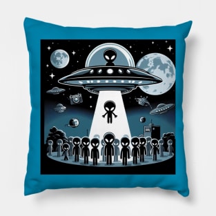 Grey Aliens in a UFO Pillow