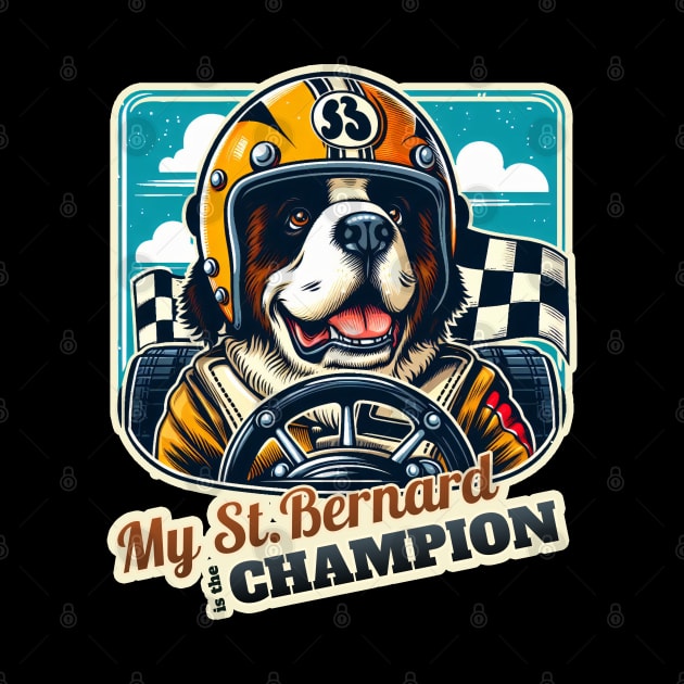 Car racer St. Bernard by k9-tee