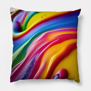 Liquid Colors Flowing Infinitely - Heavy Texture Swirling Thick Wet Paint - Abstract Inspirational Rainbow Drips #46 Pillow