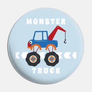 Vector illustration of monster truck with cartoon style Pin