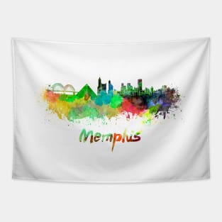 Memphis skyline in watercolor Tapestry