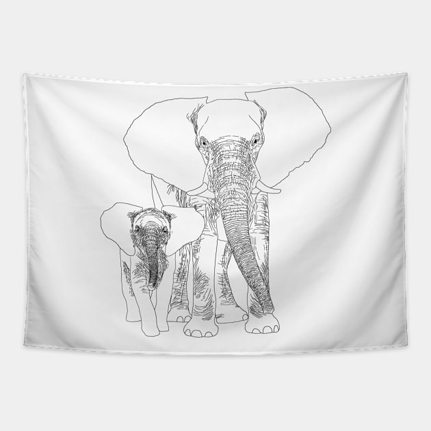 Save The Elephants Art Animal Lover Tapestry by macdonaldcreativestudios