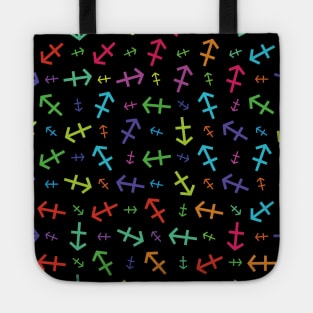 Pattern Sagittarius Zodiac Sign Horoscope Astrology Symbol Black Tote