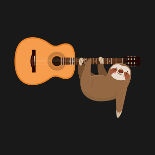 Funny Sloth Playing Classic Guitar Guitarist Music Lover T-Shirt