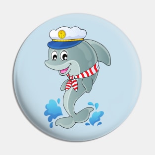 blue captain dolphin Pin