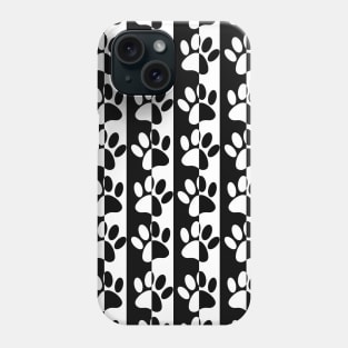 Black And White Dog Paw Prints In Squares Phone Case