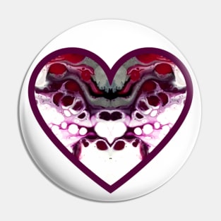 Purple/Pink/Red Paint Pour Heart Pin