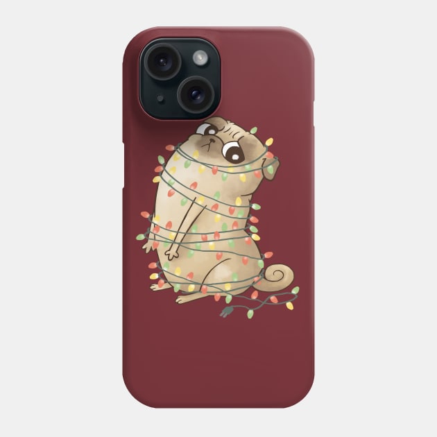 Merry & Bright Pug Phone Case by BunnyBomb