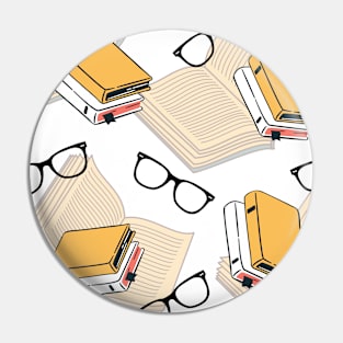 Book and Glasses Print Pattern Pin