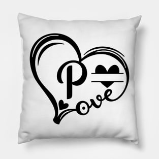 letter p monogram in the shape of love Pillow