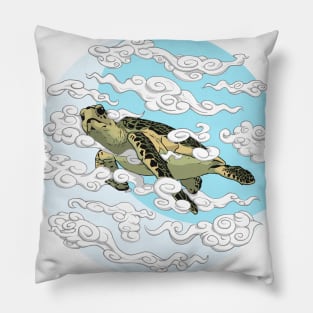 Turtle Flying In The Skies Pillow