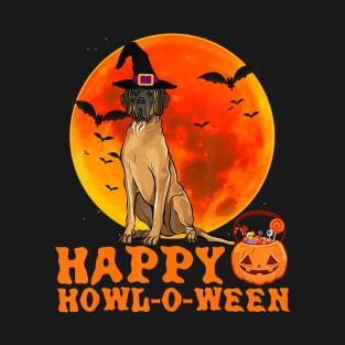Funny Brown Great Dane Dog Halloween Happy Howl-o-ween T-Shirt