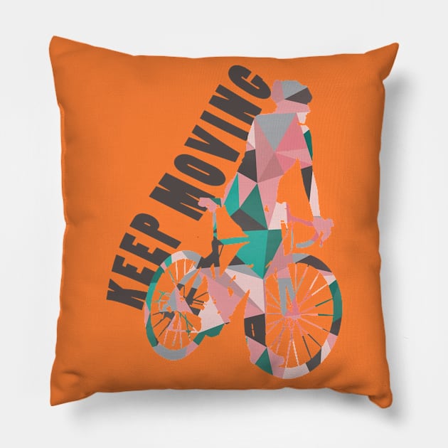 Keep Moving Geometric Pillow by LaarniGallery