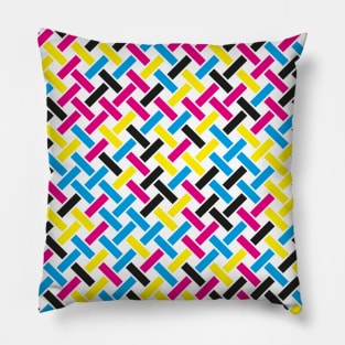 CMYK Colour Weave Pattern (White) Pillow