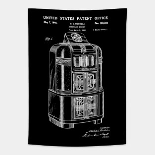 Jukebox Patent White Tapestry
