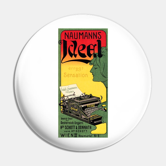 SEIDEL & NAUMANN IDEAL Typewriters "Exciting Sensation" 1905 Vintage Lithograph Print Pin by vintageposters