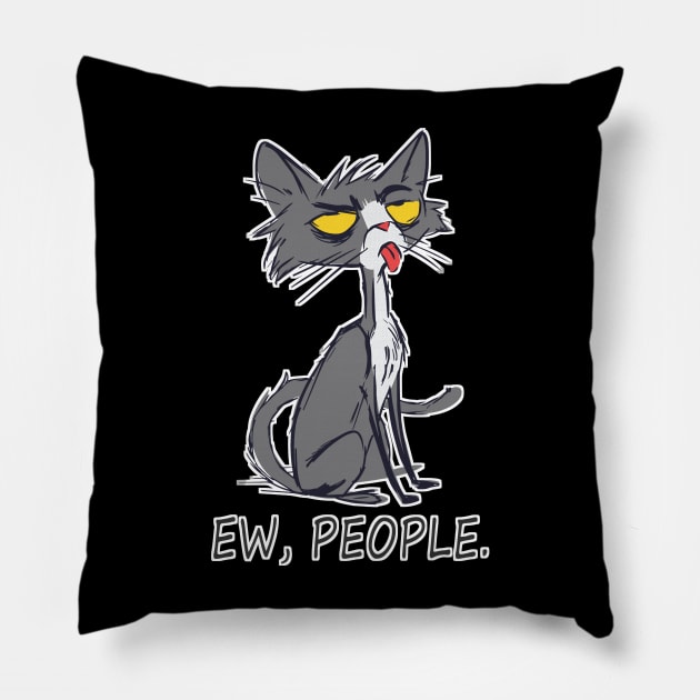 Funny Cat Ew People Meowy Cat Lovers Pillow by StarMa