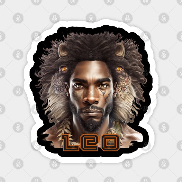 Black Leo Zodiac Sign Man Magnet by SassyElevate2