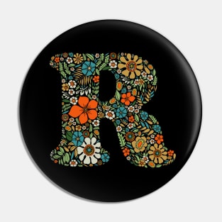 Hippie Floral Letter R Pin