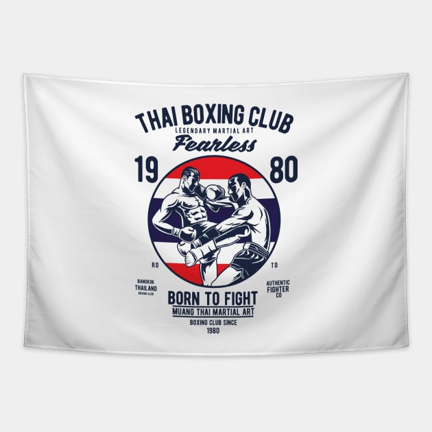 Thai Boxing Club Muay Thailand Kickboxing Martial Art Tapestry by Print Cartel