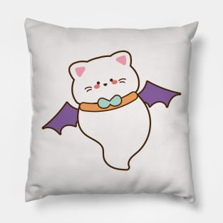 Cute vampire cat ghost Pillow