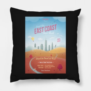 East Coast Retro Travel Poster Pillow