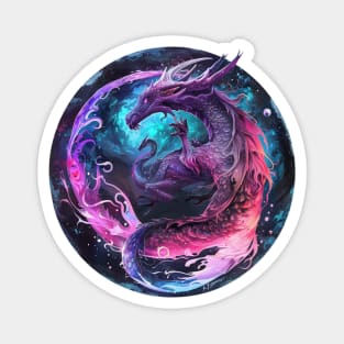 Celestial Serpent: Moonlit Dragon Emblem Magnet