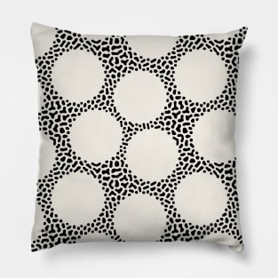 Black and White Abstract Dots Organic Pattern Pillow