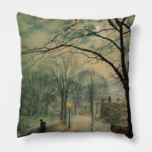 A Moonlit Stroll, Bonchurch, Isle of Wight by John Atkinson Grimshaw Pillow by Classic Art Stall