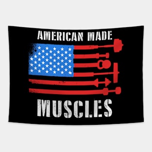 American Made Muscles - Stronger Everyday American Workout Bodybuilding Gym Athletic Powerlifting Weightlifting Apparel Tapestry