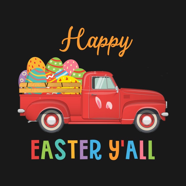 Red Truck Easter Bunny Ear T-shirt by reynoldsouk4