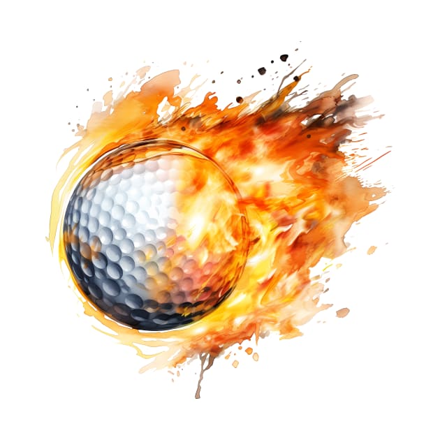 Flamming Golf Ball by BisonPrintsCo