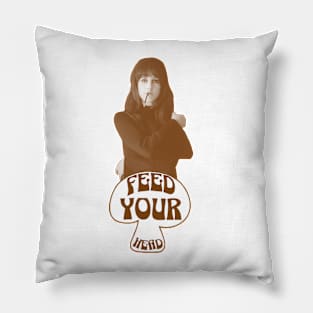 Feed Your Head (Brown and White) Pillow