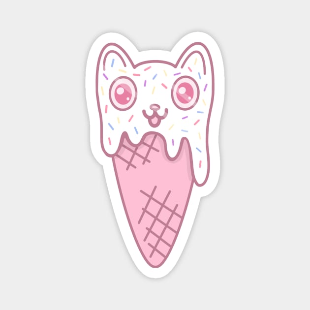 Ice Cream Kitty Cone Magnet by sadsquatch