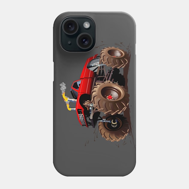 Cartoon monster truck Phone Case by Mechanik