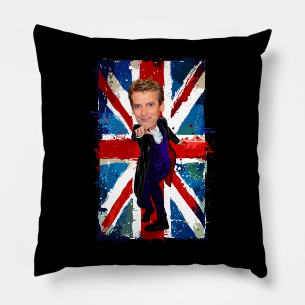 Caricature Egg Head 12th Doctor Pillow by Dezigner007