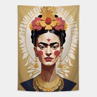 Frida's Golden Muse: Illustration Tapestry