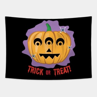 3-eyed Spooky Halloween Pumpkin - Trick or Treat Tapestry