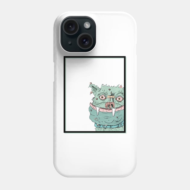 Green Monster Dog Phone Case by Little Birds