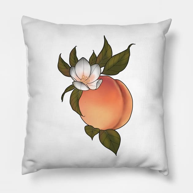 Botanical peach and blossom Pillow by Verre