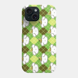 Banana Fluffy Dog Face Argyle Pattern Phone Case