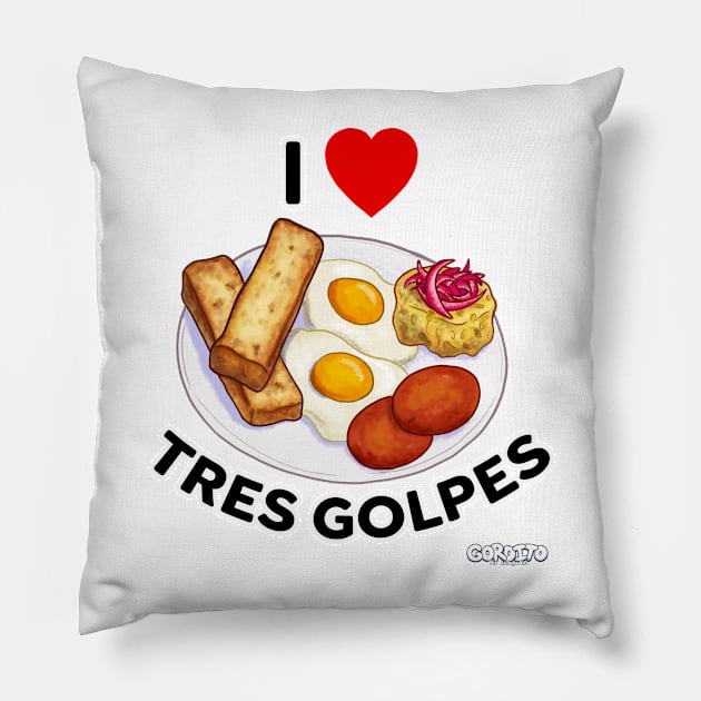 I Love Tres Golpes Pillow by Gorditothebodegacat