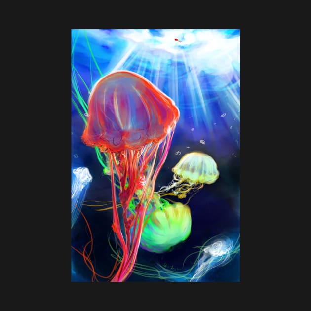 Take Me With You red jellyfish ocean red kite longing connection by sandpaperdaisy