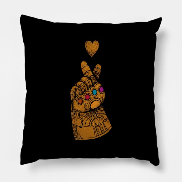 finger snap gauntlet Pillow by Louisros