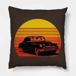 Vintage car Sunset retro Pillow
