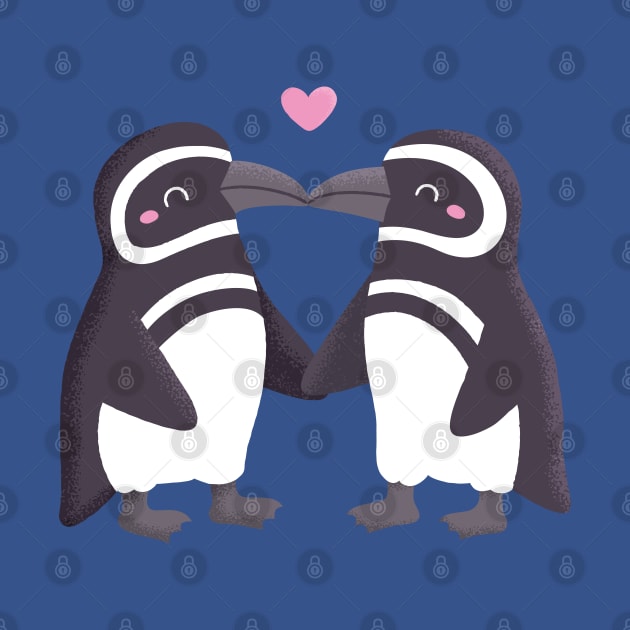 Kissing Penguins Couple by rustydoodle