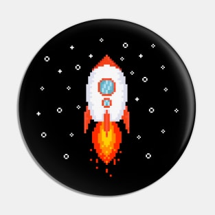 Pixel Flying Rocket Pin