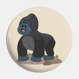 Cute happy big gorilla cartoon illustration Pin